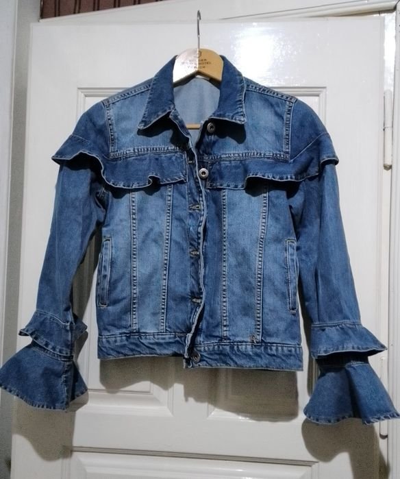 Женская Джинсовая Куртка Тёмно-синий Хлопок 38