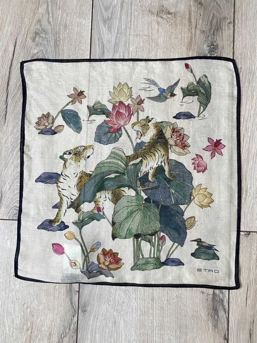 Unisex Etro Scarf Water Lily And Tiger Pocket