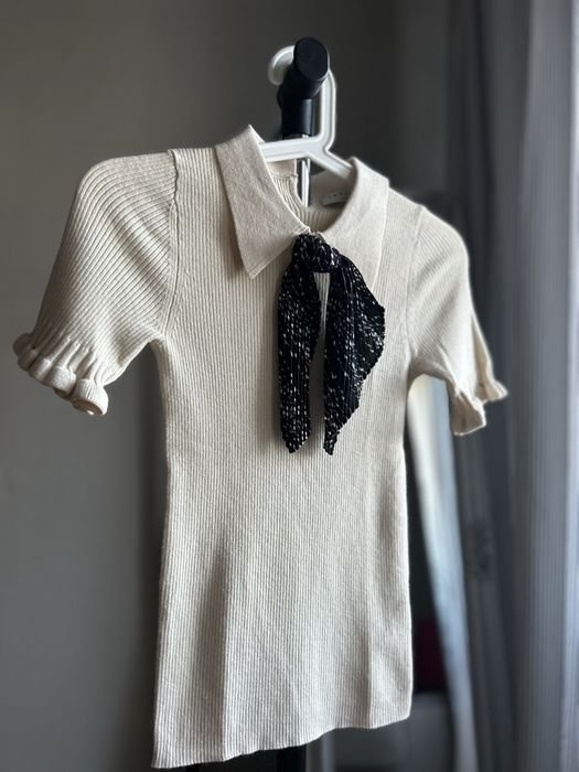 Женский Sandro Paris Свитер Кремовый Трикотаж S