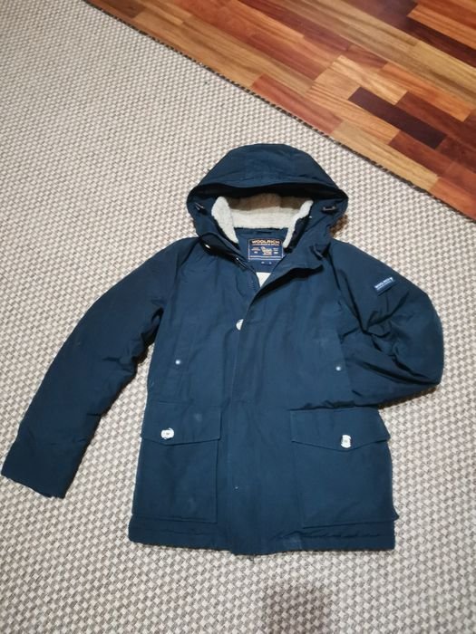 Men Woolrich Parka Navy Sherpa 34