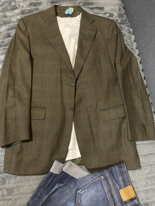 Мужской Massimo Dutti Пиджак Оливковый Шерсть 42