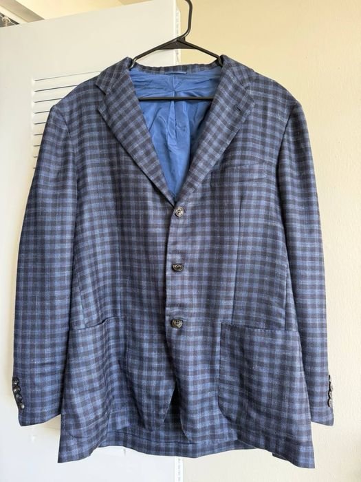 Herren Kiton Napoli Sakko Marineblau Wolle 54