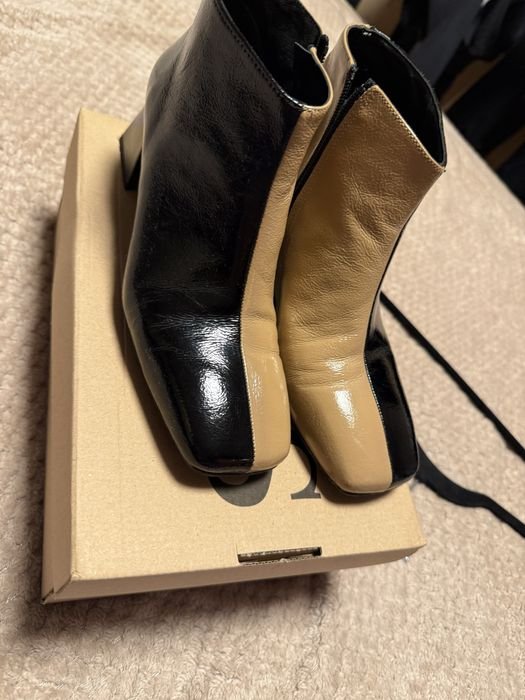 Женские Ботильоны Из Кожи Бежевый и Чёрный 37