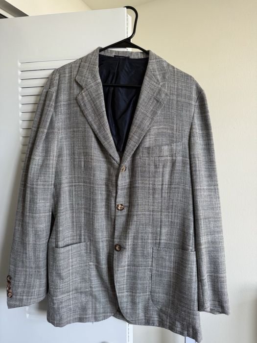 Herren Kiton Napoli Sakko Grau Kaschmir 54