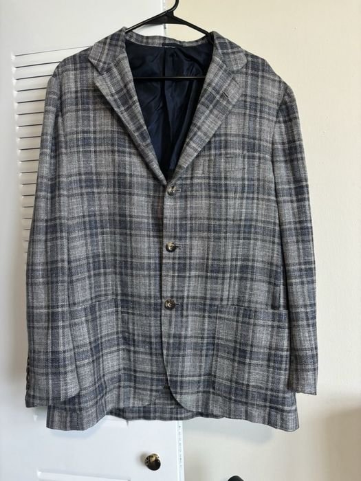 Мужской Kiton Napoli Пиджак Серый Кашемир 54