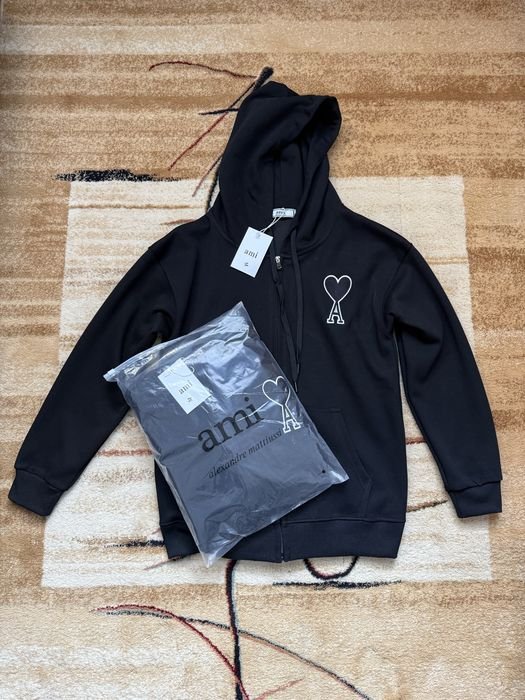 Uomo Ami Maglione Zip Nero M
