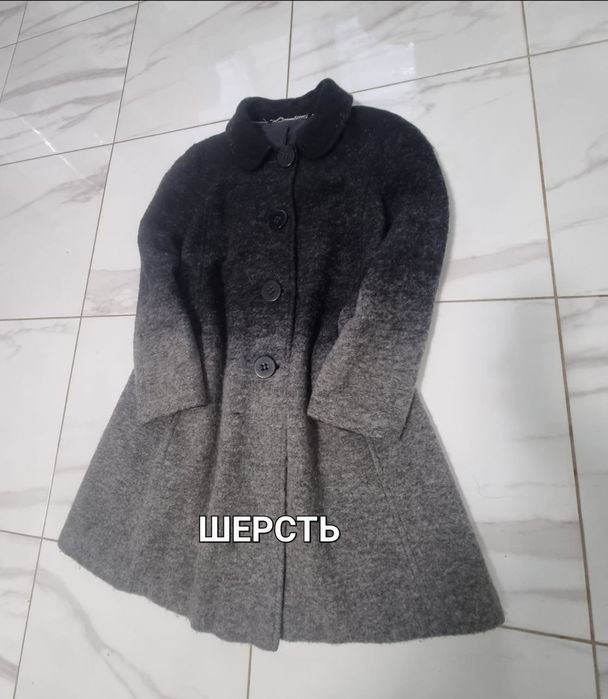 Женское Пальто Серое Шерсть 38