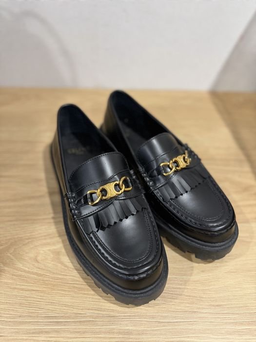 Женские Celine Лоферы Чёрные Кожа 38