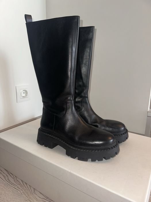 Femme Ash Bottes Hautes Noires Cuir 38