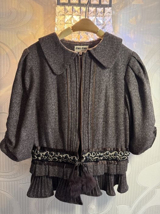 Женский Miu Miu Пиджак Коричневый Шерсть 38