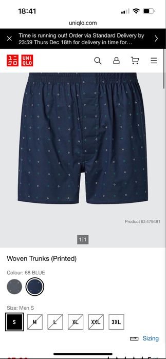 Men Uniqlo Shorts Navy Cotton 36