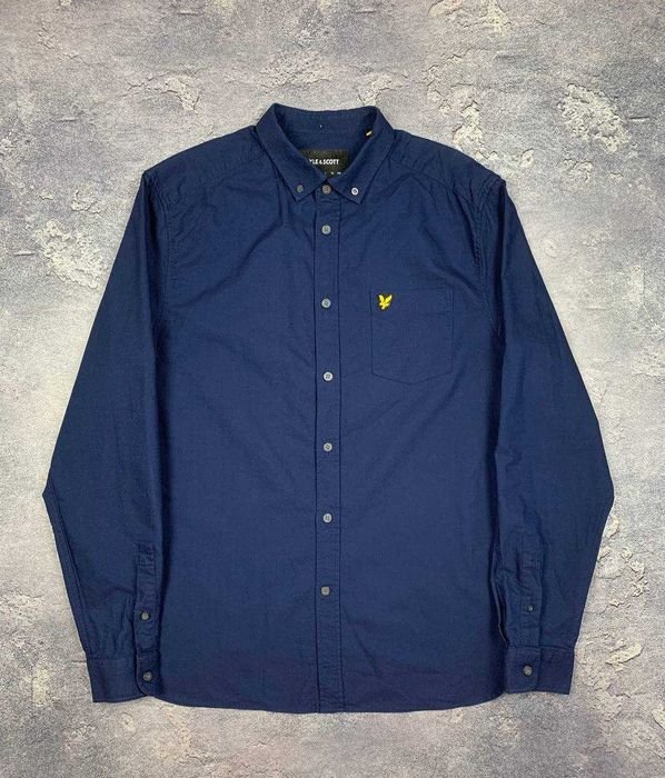 Uomo Lyle & Scott Camicia Blu Navy Cotone 38