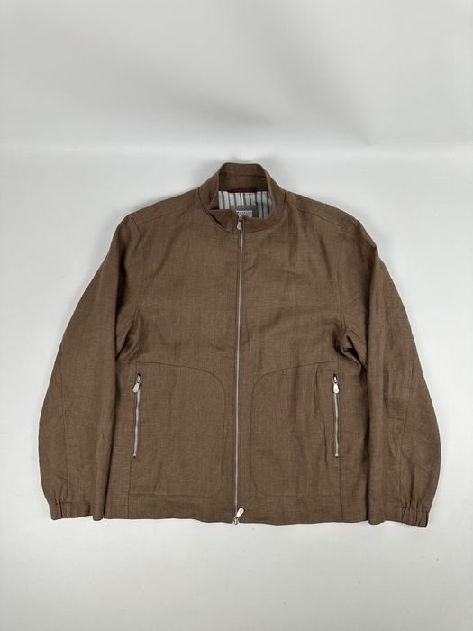 Мужской Brunello Cucinelli Куртка Коричневый Лён