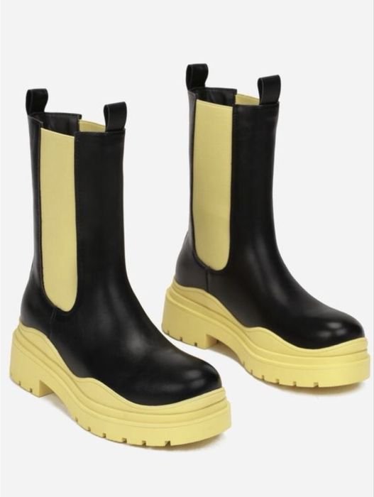 Женские Melissa Ботинки Чёрно-жёлтые Шкірзам 37