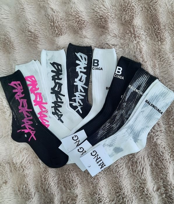 Unisexe Balenciaga Chaussettes Noires Coton 36-41