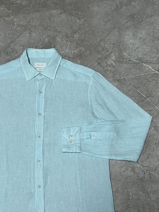 Men Massimo Dutti Shirt Blue Linen 40