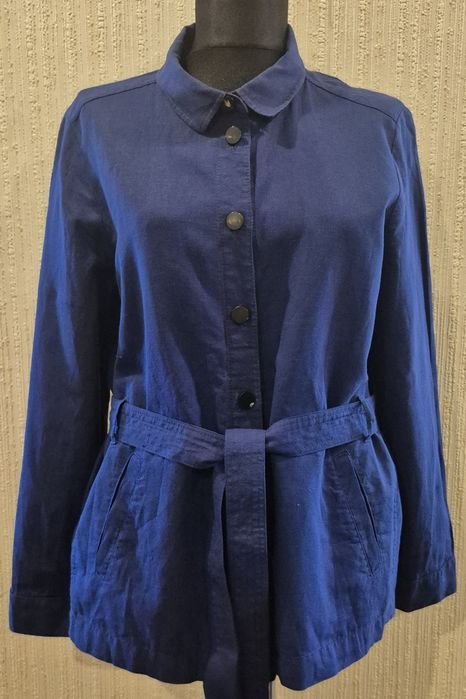 Женский Sezane Пиджак Синий Лен/Хлопок 36