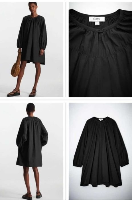 Damen COS Kleid Schwarz Baumwolle