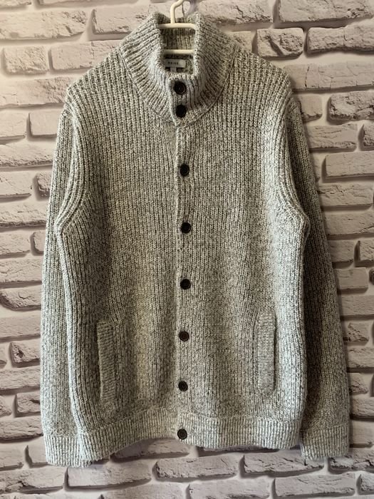 Men Reiss Cardigan Grey Wool 40