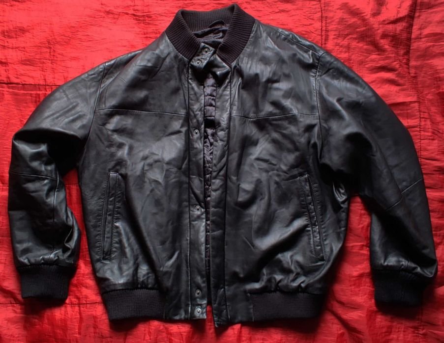 Мужской Rene Lezard Бомбер Куртка Чёрная Кожа