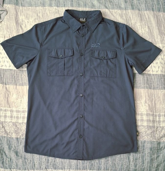 Uomo Jack Wolfskin Camicia Blu Navy 38