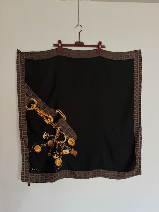Unisex Fendi Scarf Black Silk