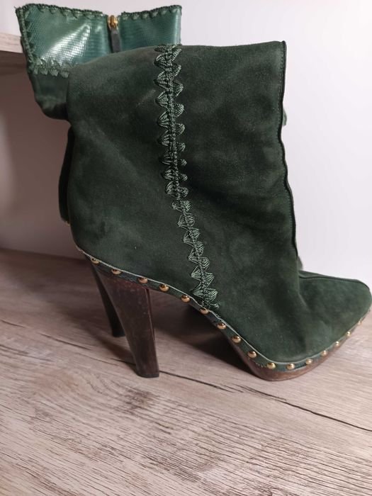 Femme Sergio Rossi Bottes Vert Cuir 40