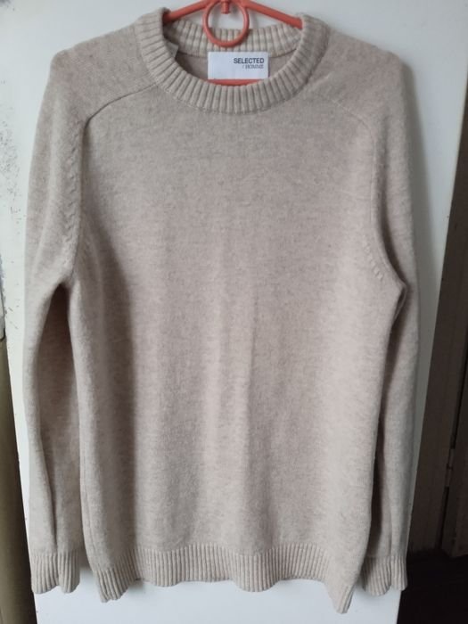 Мужской Selected Свитер Бежевый Шерсть 40