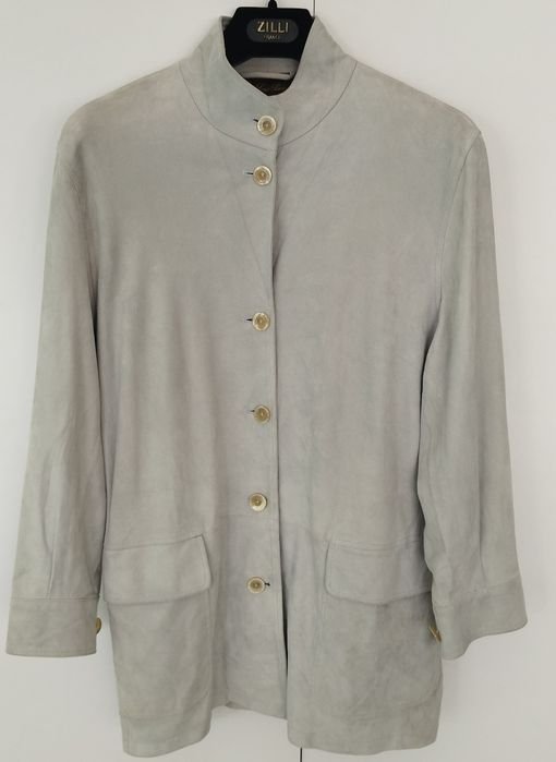 Женское Пальто Голубое Замша 44