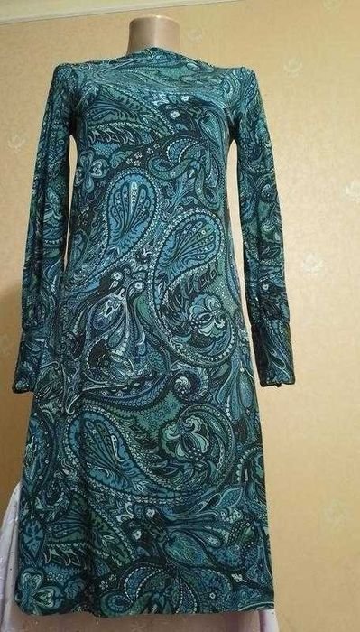 Women Dress Turquoise Silk 36