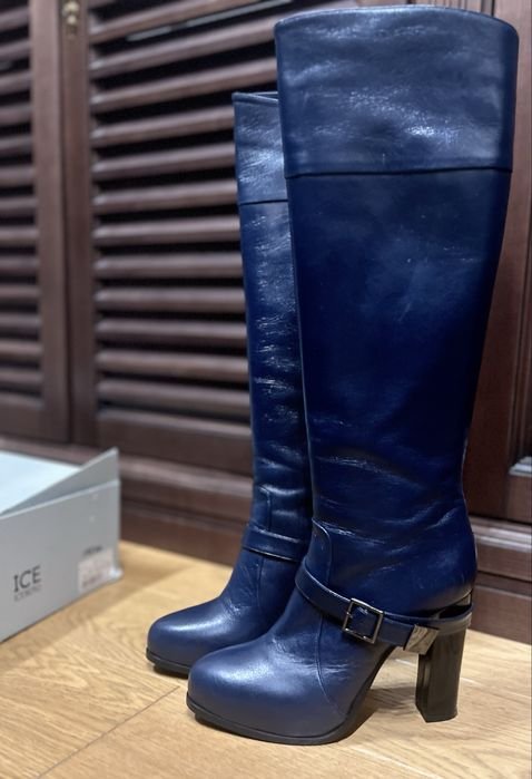 Women Iceberg Boots Navy Leather 37.5