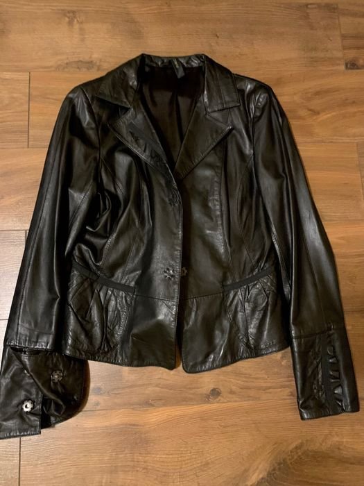 Женский Marc Cain Куртка Чёрный Кожа