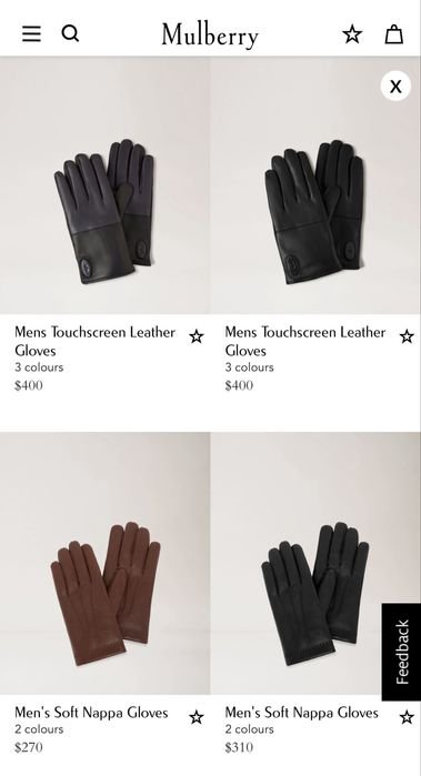 Unisex Mulberry Gloves Brown Nappa Leather 9.5