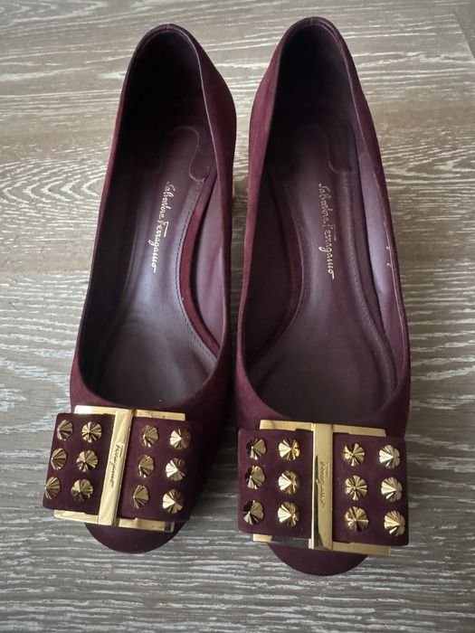 Женские Salvatore Ferragamo Туфли Бордовый Замша