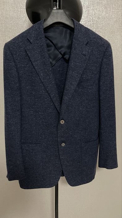 Herren Corneliani Sakko Schwarz Seide/Kaschmir 48