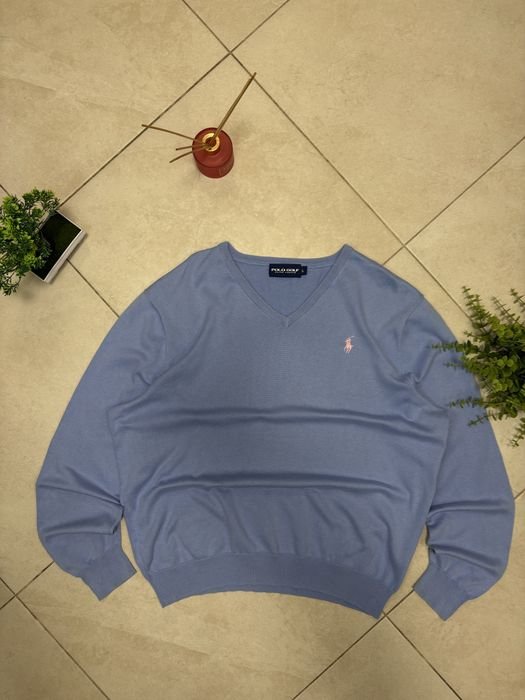 Men Polo Ralph Lauren Golf Sweater Blue Cotton L
