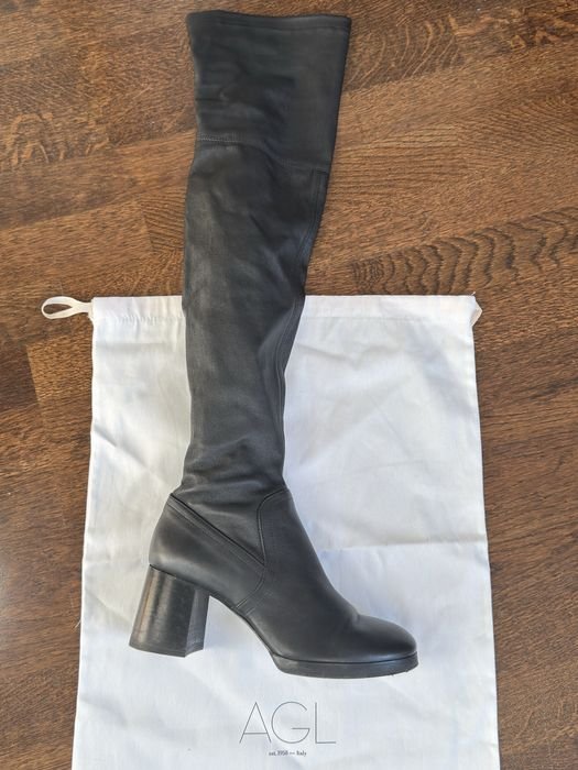 Женские AGL Ботфорты Чёрные Кожа 40