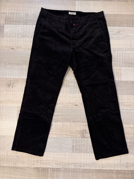 Herren Pierre Cardin Hosen Schwarz Samt W36 L32