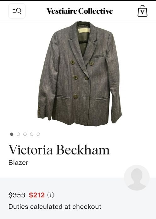 Женский Victoria Beckham Пиджак Тёмно-синий 38