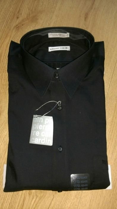 Uomo Pierre Cardin Camicia Nera Cotone 17 1/2