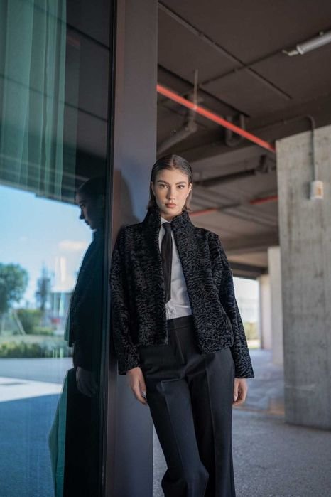 Donna Massimo Dutti Cappotto Nero Swakara 40