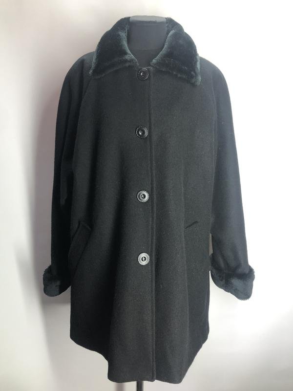 Donna Canali Cappotto Nero Lana 44 / XXL / 52