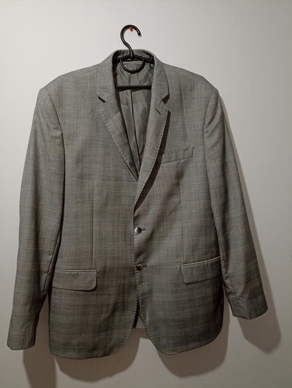 Men Hawes & Curtis Blazer Grey Wool 44 / XXL / 52
