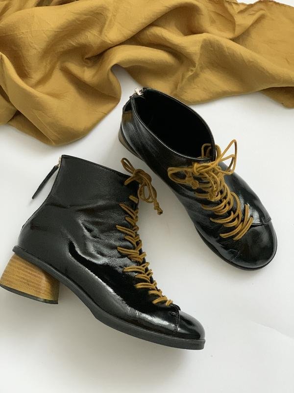 Damen Ballin Stiefel Schwarz Leder 36