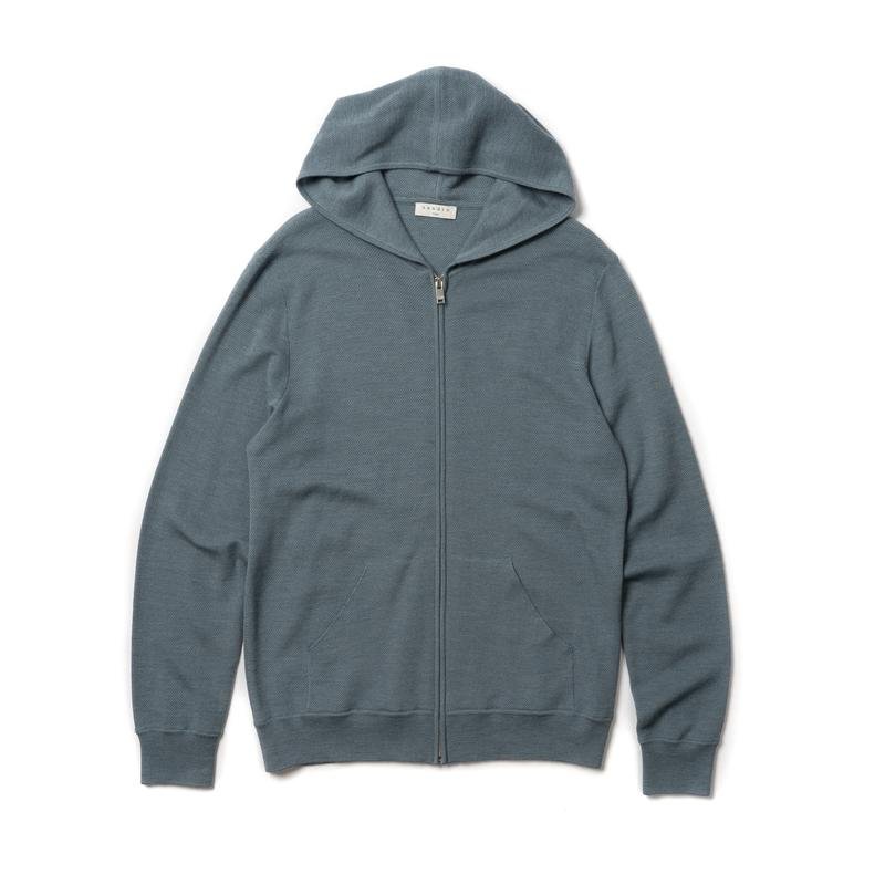 Men Sandro Paris Zip Hoodie Blue Wool 40 /L / 48