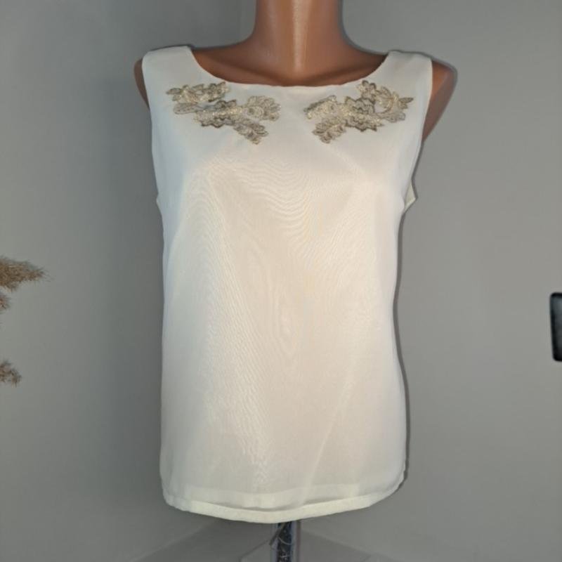 Women Laura Ashley Blouse Gold Chiffon 40 / L / 48