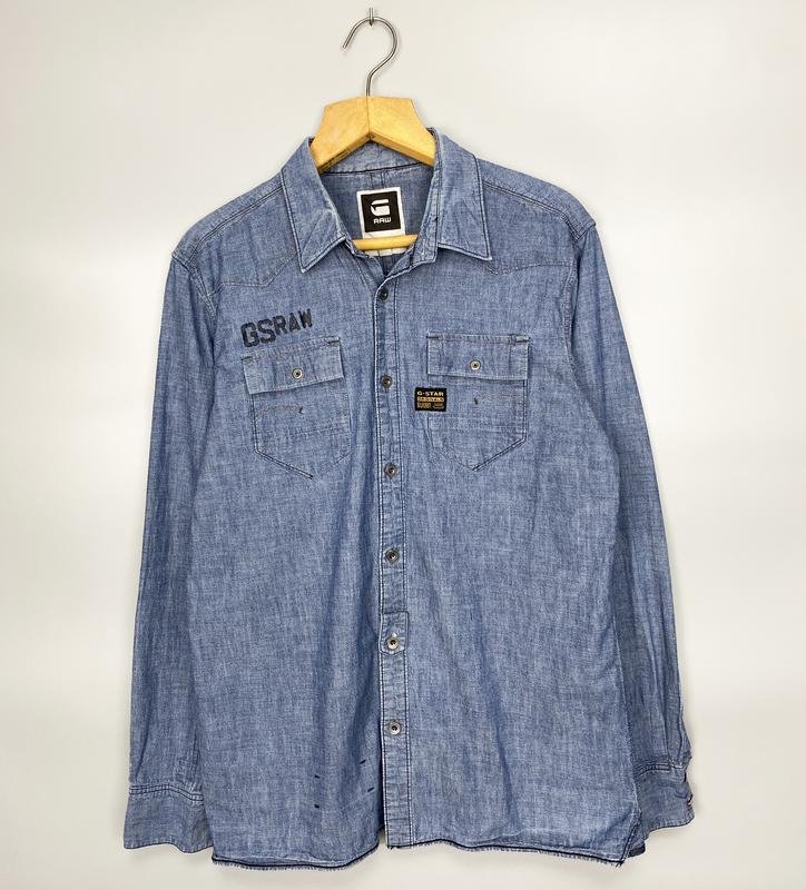 Herren G-Star Raw Hemd Blau Denim 42 / XL / 50