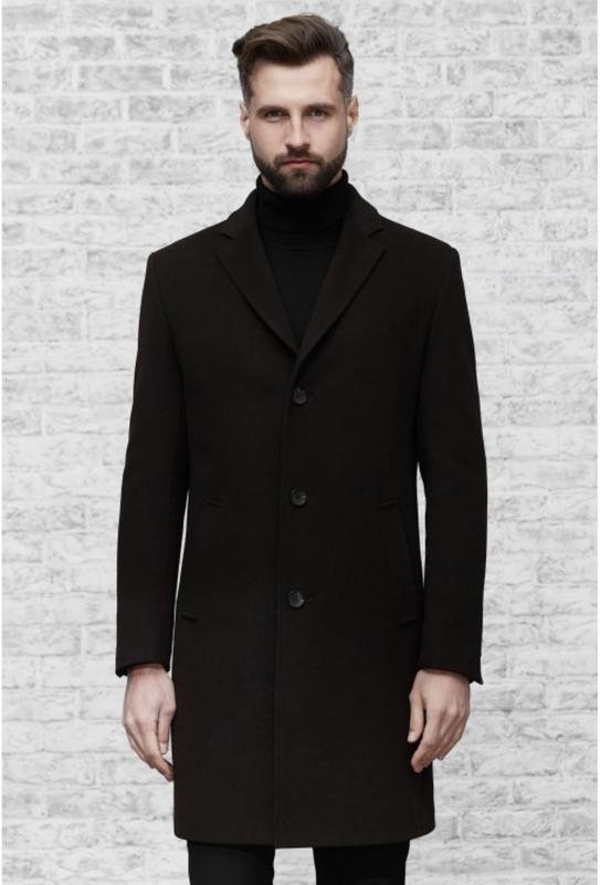 Herren Roy Robson Mantel Schwarz Wolle 50