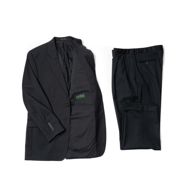 Men Ralph Lauren Suit Navy Wool 38 / M / 46