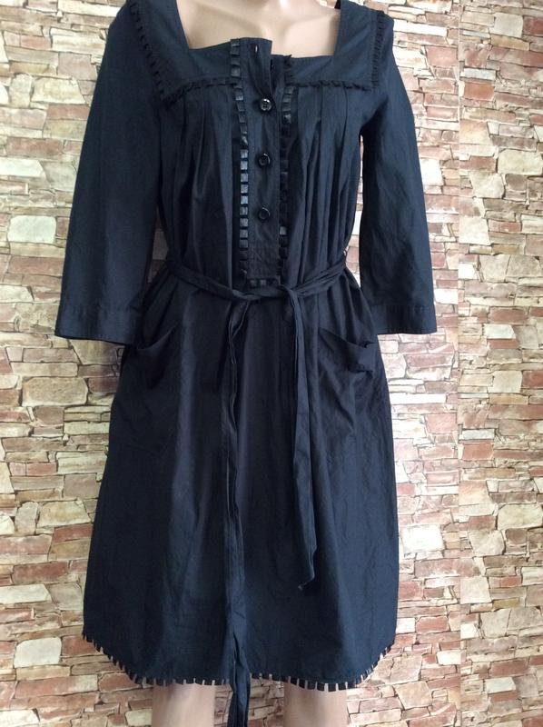 Damen Jaeger Kleid Schwarz Baumwolle 38
